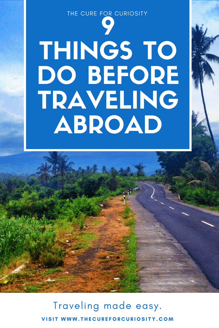 Pinterest tile with Indonesian background showing how to prepare for traveling abroad