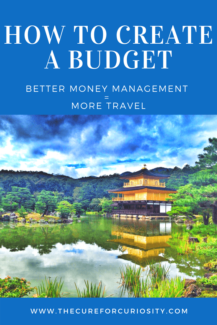 Pinterest image for creating a budget to travel more, featuring the Gold Pavilion from Kyoto, Japan