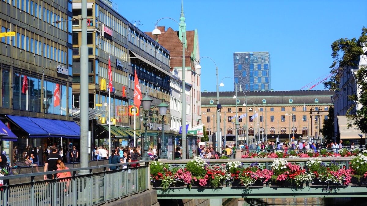 A busy road in Gothenburg, Sweden