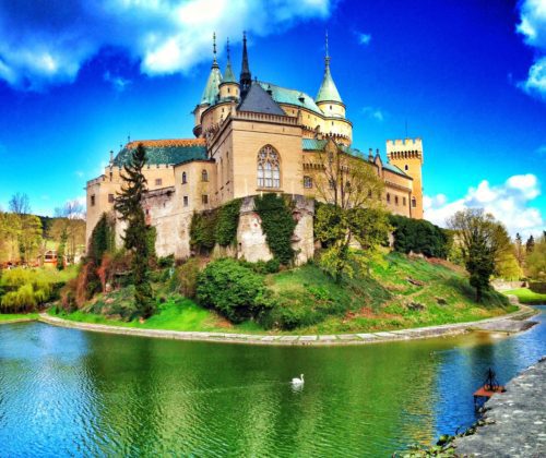 Arriving at Bojnice Castle in Slovakia