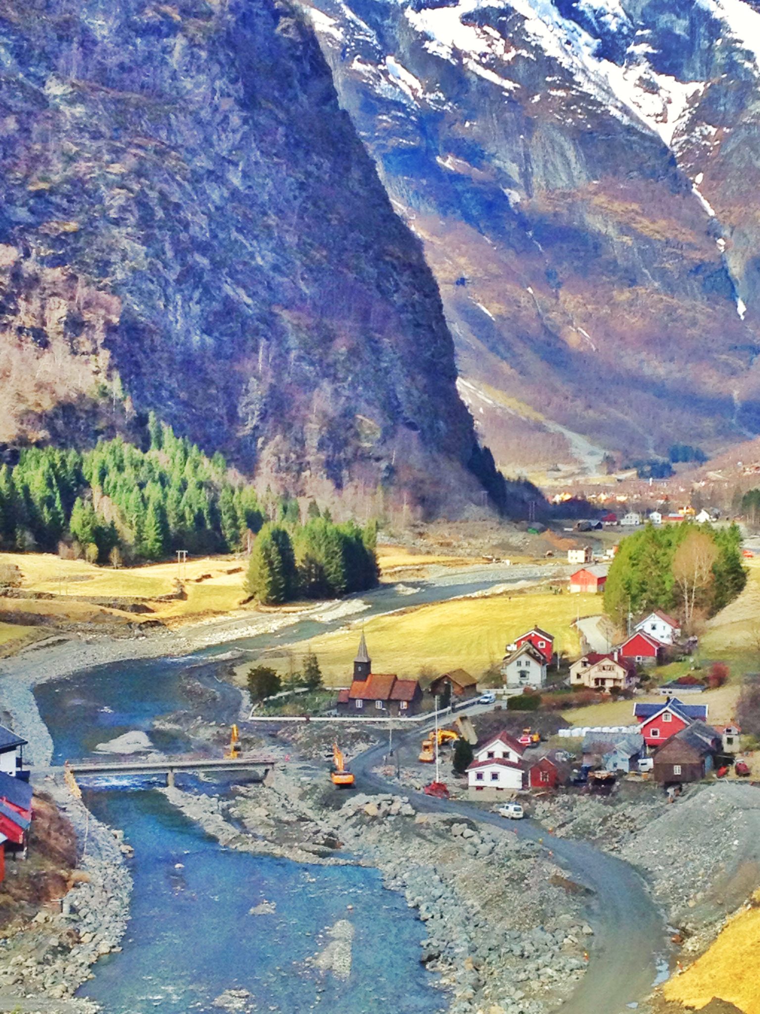Views of towns along the Flรฅm Railway