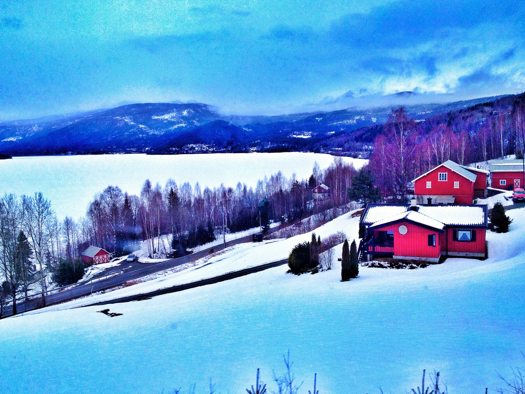Snow and traditional Norwegian houses