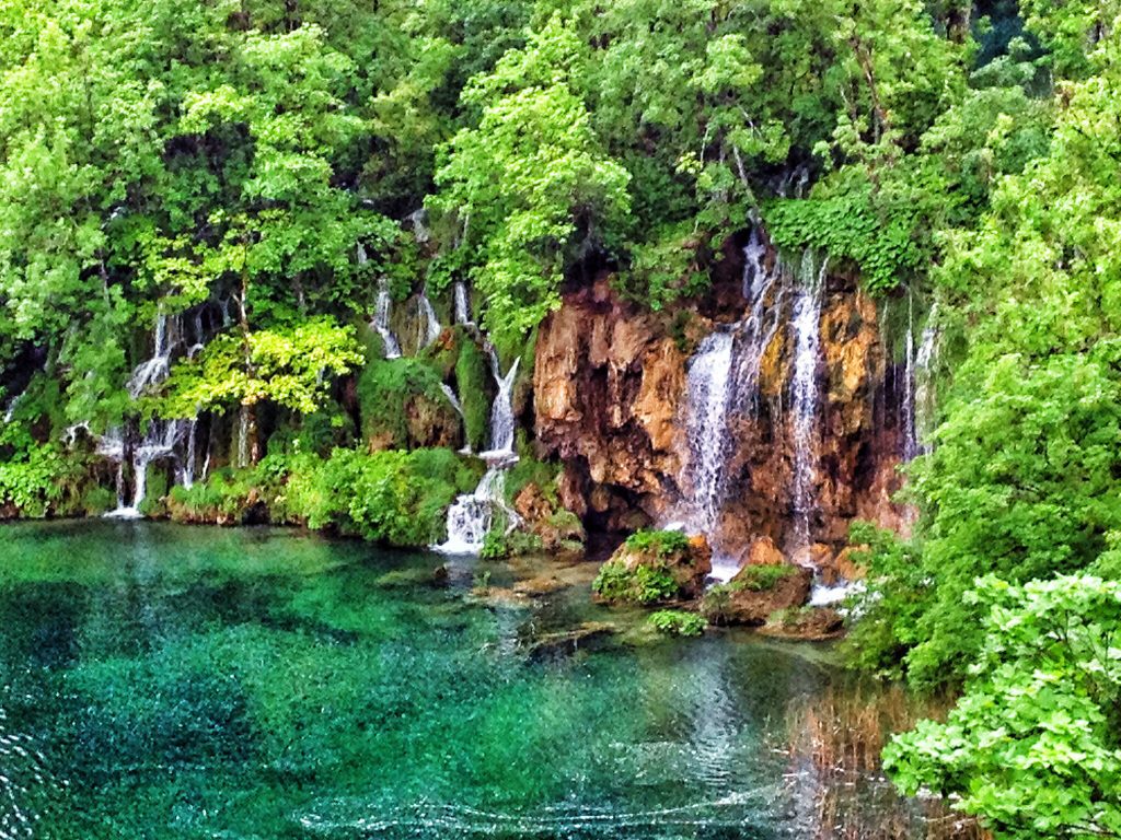 Beautiful waterfalls in a lush tropical setting