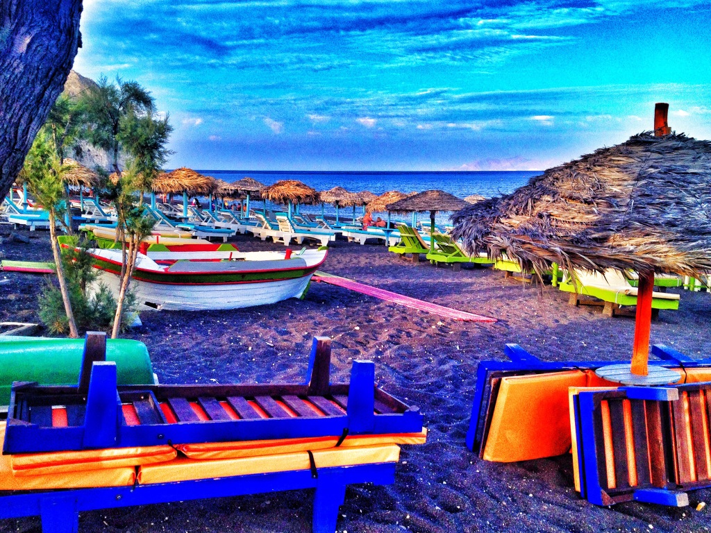 Perissa Beaches in Santorini, Greece