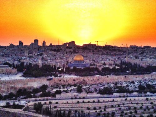 Sunset from Mount of Olives in Jerusalem, Israel