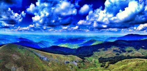 The Balkan Hillside surrounding the UFO, Buzludzha in Bulgaria