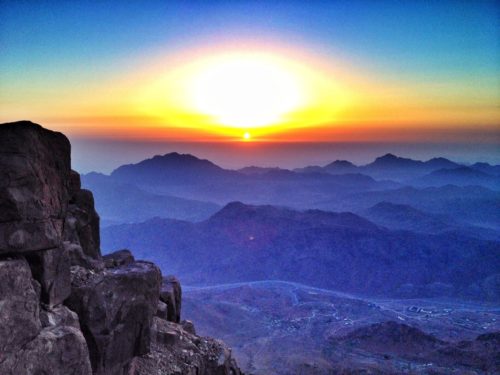 Sunrise on Mount Sinai in Egypt