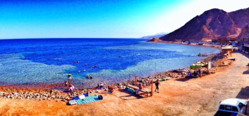 An view of the Blue Hole from above in Dahab
