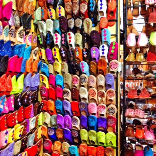 Shoes in the souk Marrakech, Morocco