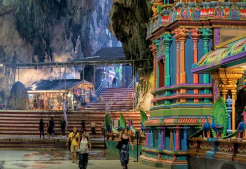 The temples inside of the Batu Caves