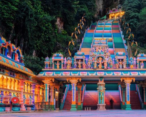 The colorful steps leading up to the Batu Caves