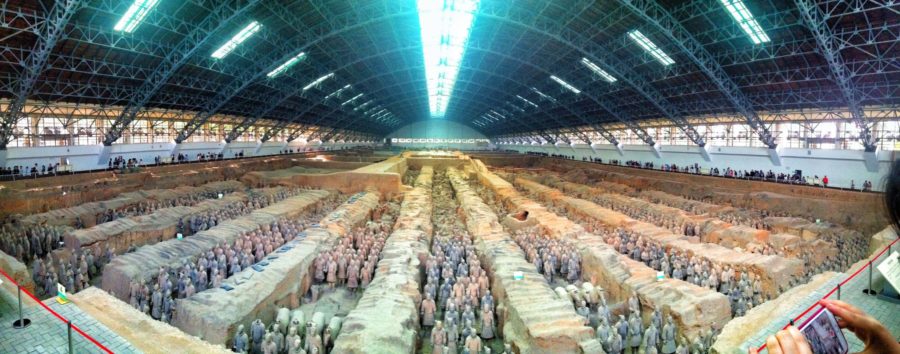 Pit 1 of the Terracotta Warriors in Xi'an, China - a building filled with rows upon rows of excavated terracotta warrior statues