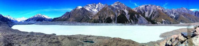 Hiking up to Tasman Glacier is a must on the South Island of New Zealand when you road trip from Queenstown to Christchurch