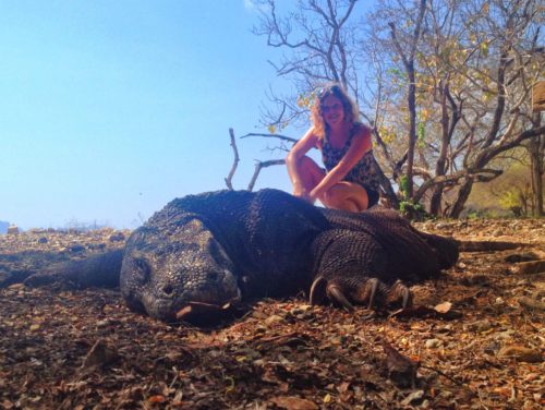 Posing with a Komodo Dragon