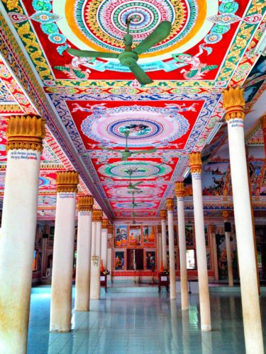 The impressive temple ceilings in Vientiane