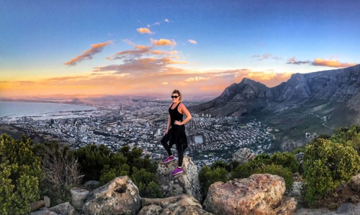 Hiking Lion's Head with Cape Town in the background