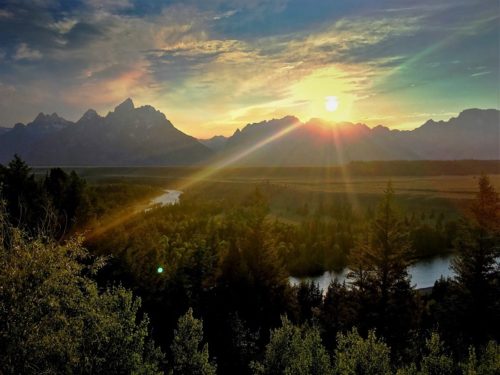 Sunset over the Grand Teton Mountains