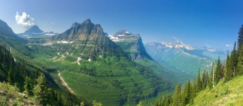 Panoramic views from the top hike in Glacier National Park, the Highline Trail