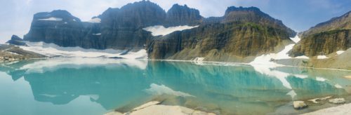 Arriving at Upper Grinnell Lake from the Grinnell Glacier Viewpoint Trail