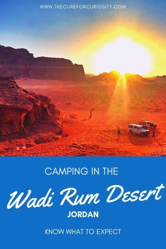 Sunset over the Wadi Rum Desert touting know what to expect while camping