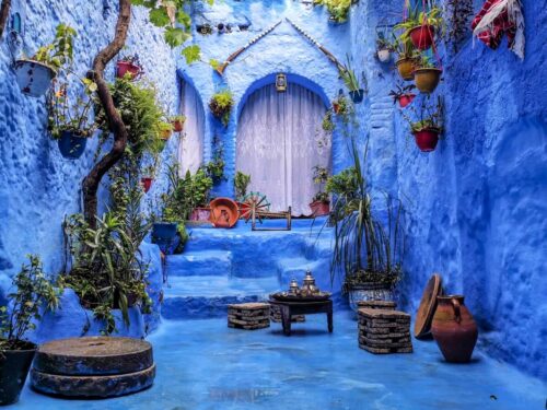 The staged set for pictures in Chefchaouen, Morocco