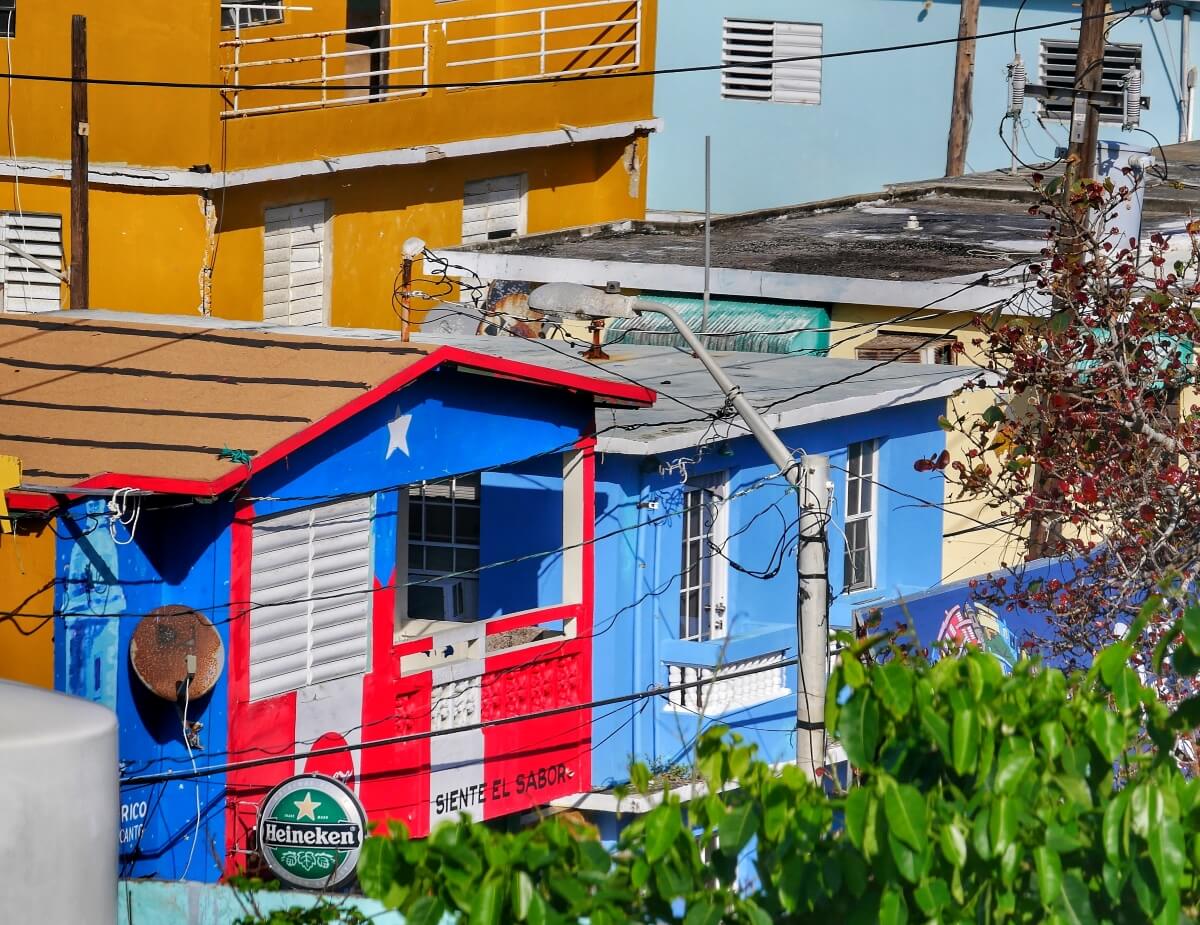 Building painted with the Puerto Rico flag in La Perla