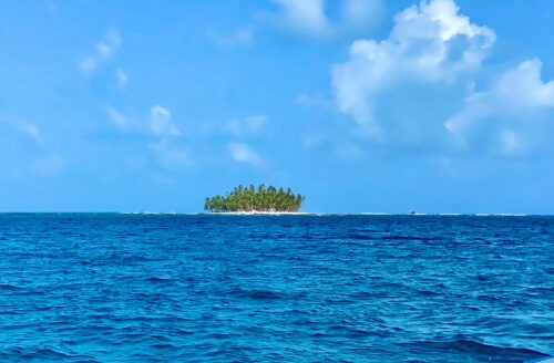 Picturesque island in the middle of the ocean