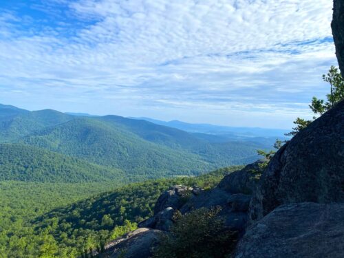 Views of the Blue Ridge Mountains on the way up the rock scramble to Old Rag Mountain