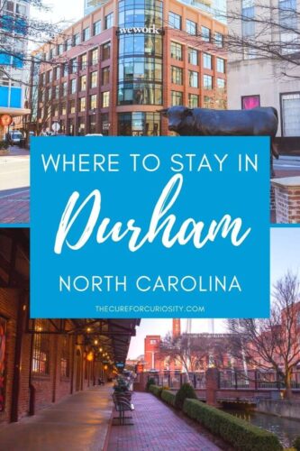 Where to Stay in Durham, North Carolina showing downtown Durham and the American Tobacco Trail