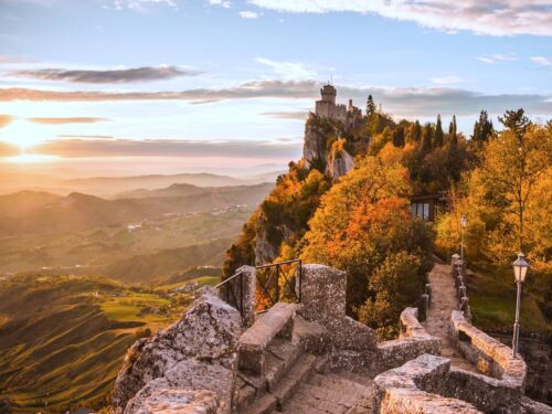Views of San Marino Towers at sunset