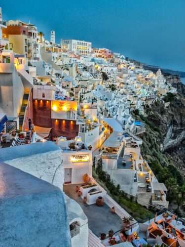 Fira Town at dusk