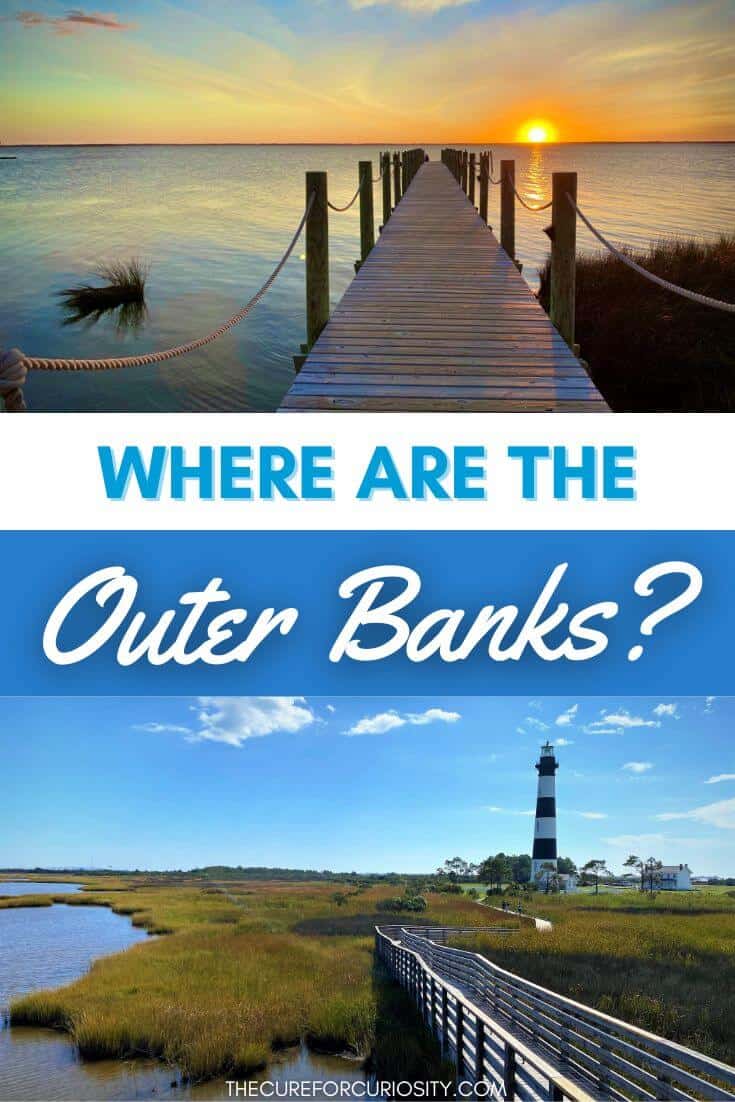 Location of the OBX image with a pier onto the water and a lighthouse image