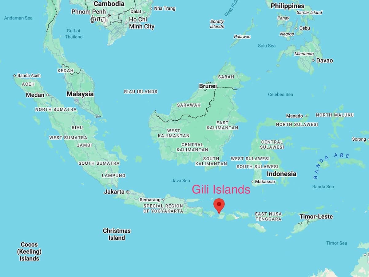 Where are the Gili Islands on a Map